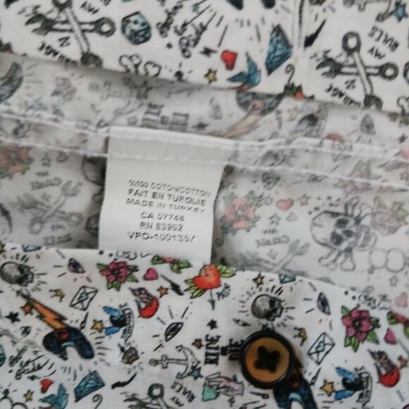 Horst Mens Long Sleeve Dress Shirt Skulls Lightening Gothcore Halloween Size XL - Picture 6 of 9